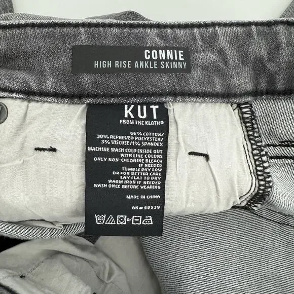 KUT from the Kloth Gray High Rise Connie Ankle Skinny Jeans Size 4 Distressed - Picture 6 of 8